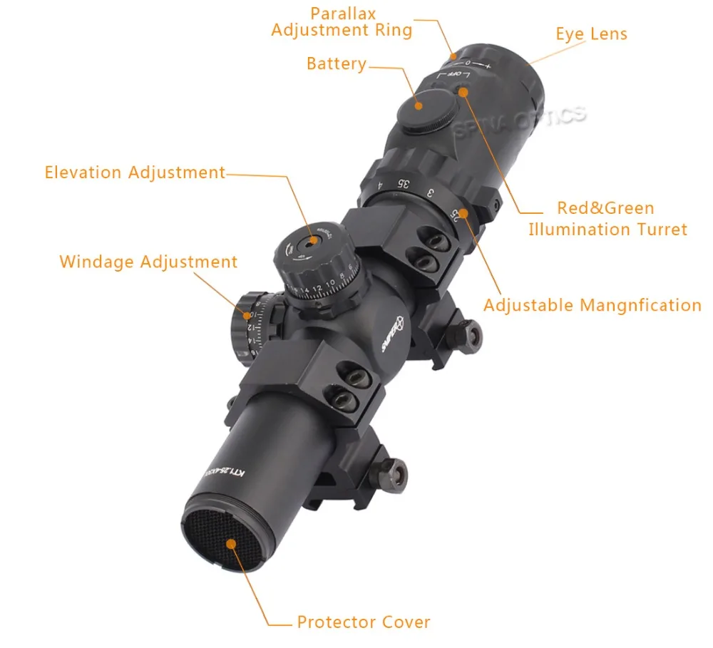 Снайперский тактический прицел 1,25-4x30 прицел охотничий прицел оптический прицел красный/зеленый с подсветкой прицел