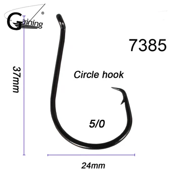 

50 X 5/0 Fishing Hooks Stainless Steel Carbon 7385 Fishing Hooks Chemically Sharpened Octopus Circle Hook Fishing Tackle