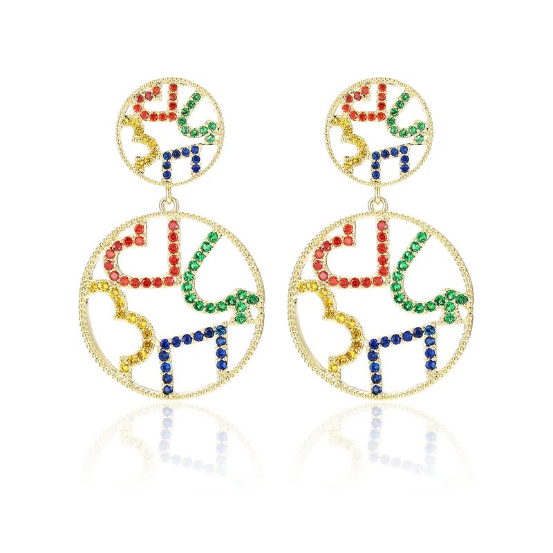 

XIUMEIYIZU Luxury Geometry Multicolor Trendy Cubic Zirconia Women Wedding Party Earring High Quality Jewelry Addiction