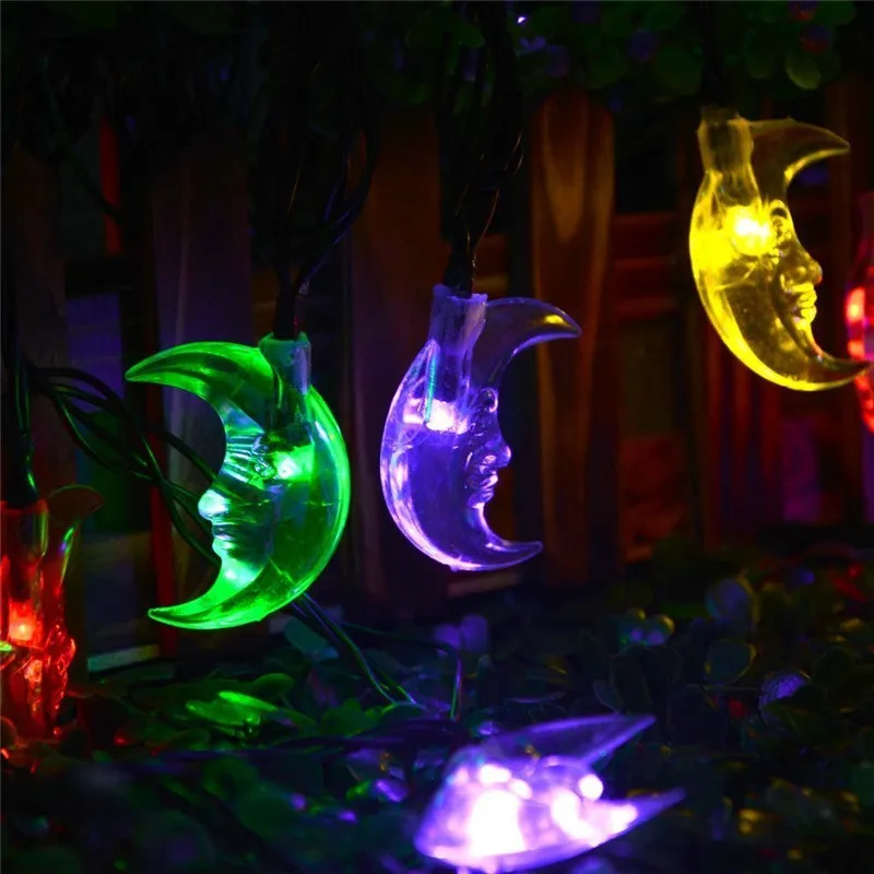 New Moon Solar Powered Christmas Lights Multi-color 30 LED (1)