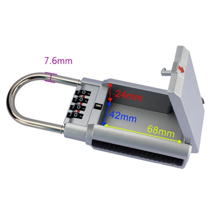 

Storage Lock Box, 4-Digit Combination Lock Box, Wall Mounted Lock Box, Resettable Code