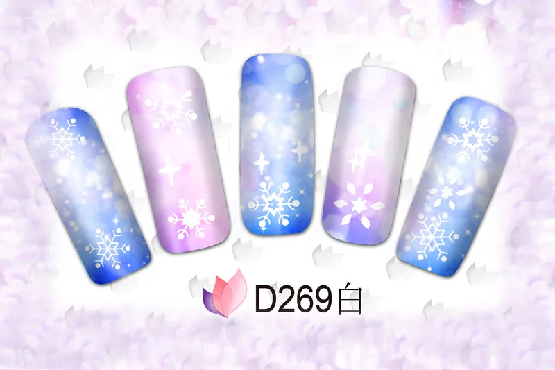 11 упак./лот переводятся с помощью воды, наклейка для ногтей наклейки для ногтей Белый Рождественский костюм с принтом снежинки; D260-270W