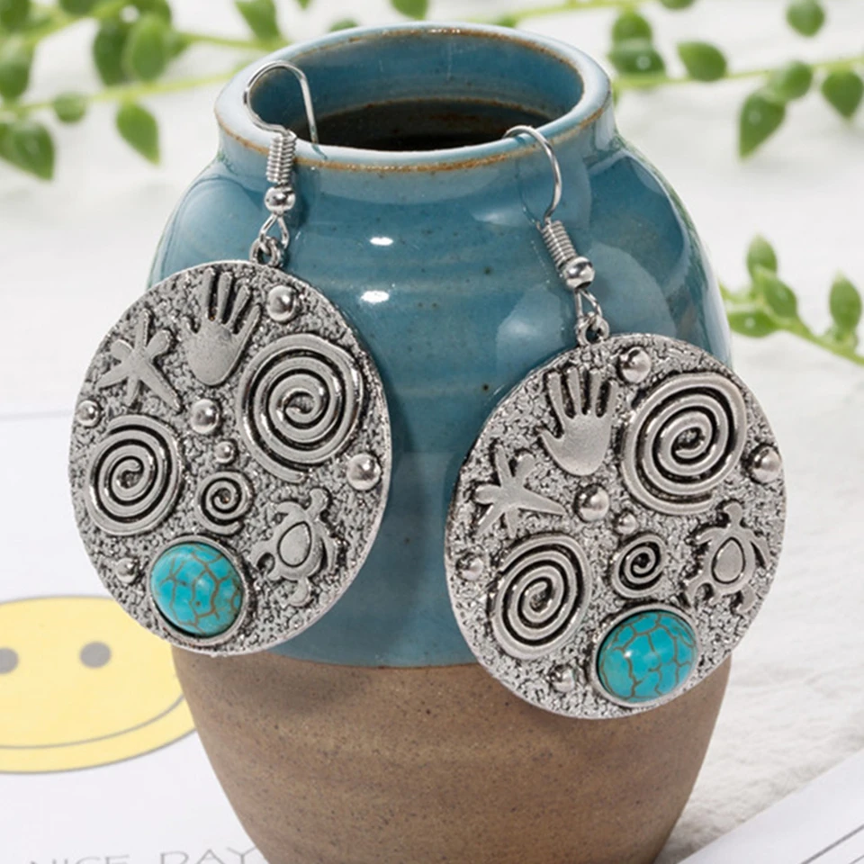 

Bohemian earring for women Charm Antique Copper Retro Style Round Women's earrings Vintage Ethnic earrings 2017 New Style
