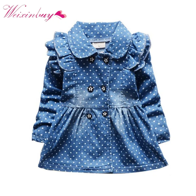 

2017 children Jackets Denim Jean kid Baby Girls Bow coat Princess Printed Duck Clothes Jeans Fall Windbreaker outerwear 1-4 Y