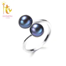 Double natural pearl ring ,fine pearl jewelry Classical white pearl wedding bands stone women rings R028