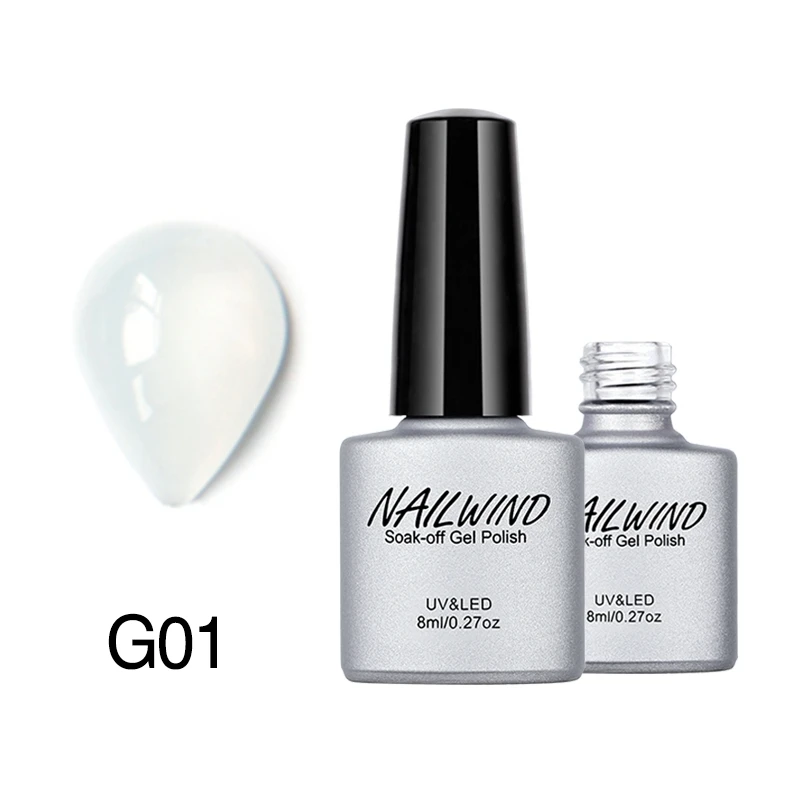 NAILWIND 8 мл Опаловый Желейный гель G01-G12 замачиваемый лак для ногтей Маникюр УФ-гель для дизайна ногтей Полупостоянный лак для ногтей - Цвет: G01