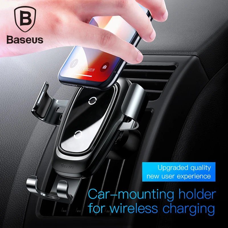 

Baseus Qi Car wireless charger for iPhone X Samsung S10 S9 S8 mobile car phone charger fast wireless charger car Mount holder
