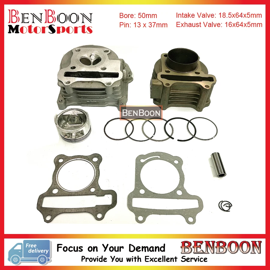 GY6 100cc 50mm Cylinder Head Kit for 4T 139QMB Engine Scooter font b ATV b font