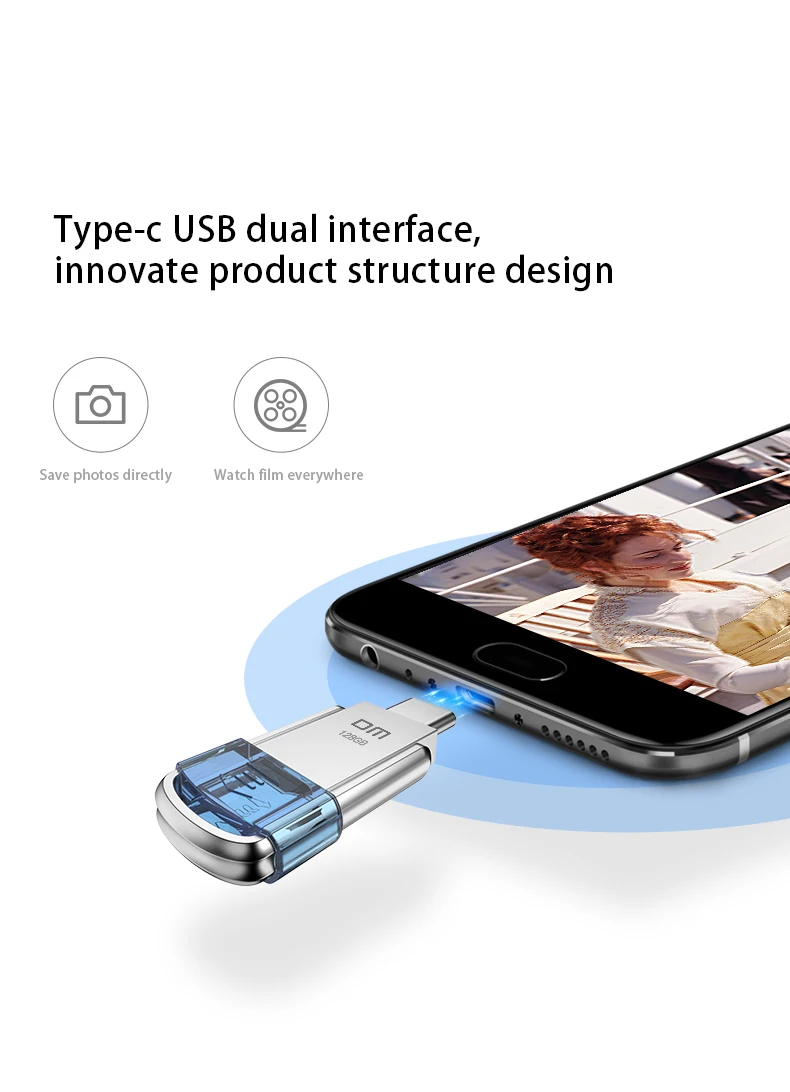 DM type-C USB C флеш-накопитель USB 3,0 128 ГБ флеш-накопитель смартфон память 64 ГБ 32 ГБ 16 ГБ мини USB накопитель USB-C 3,1 двойной разъем