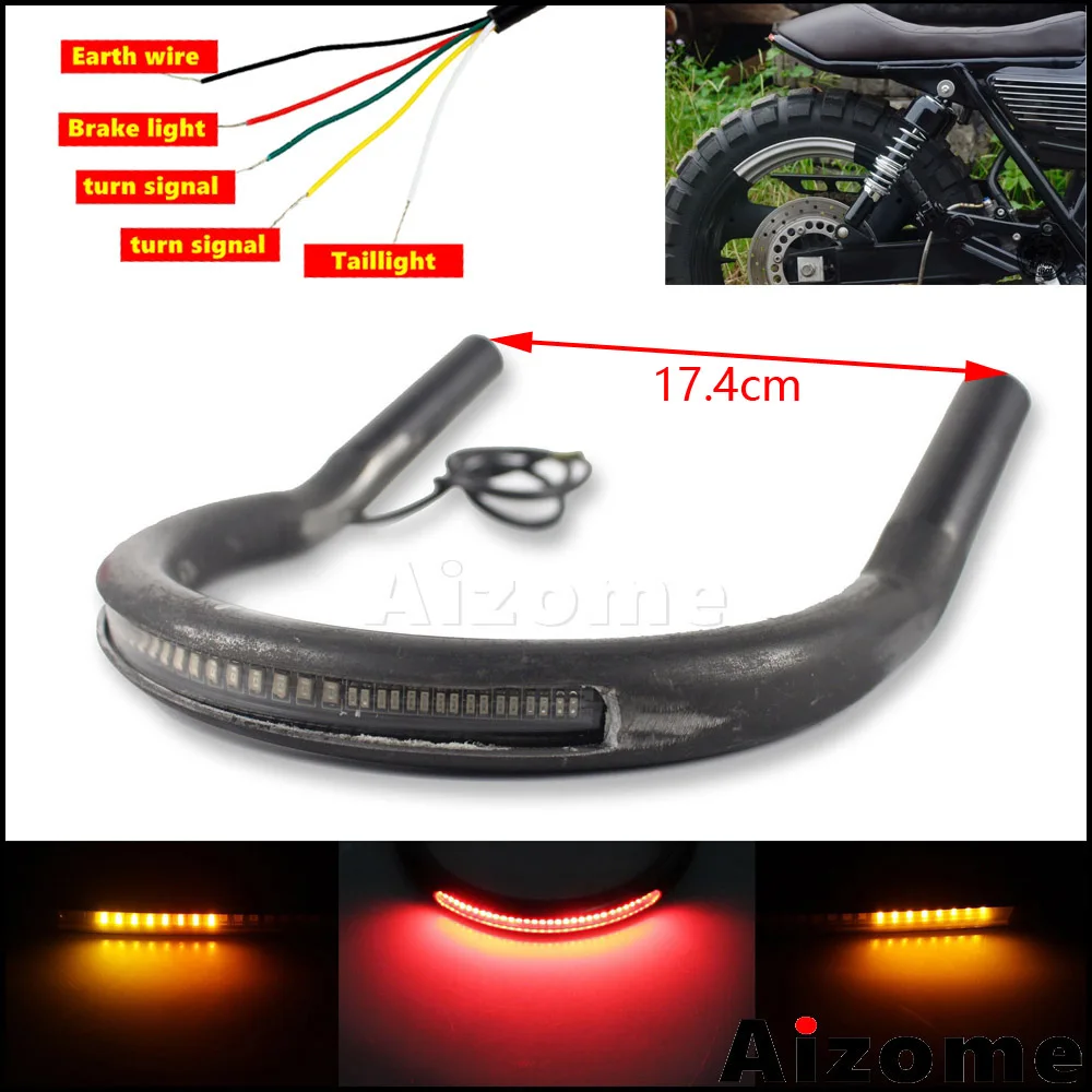Светодиодные поворотники Cafe Racer Upswept для заднего сиденья рама-кольцо Honda Yamaha Suzuki BMW