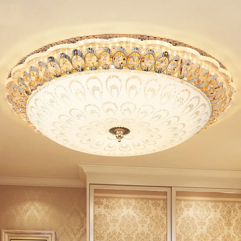 

Bedroom lamp European crystal LED ceiling lamp simple European living room lamp warm led panel light with light source