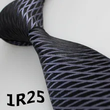 2017 Latest Style Unique Men s Necktie Dark Gray Dark Navy Grid Striped Design Men s