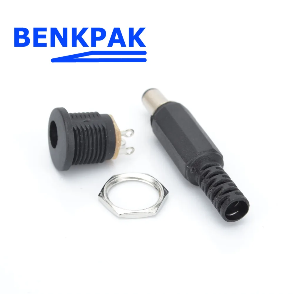 10pcs 5 Kits 5.5x2.1mm Dc Power Female Plug Jack + Male Plug Jack