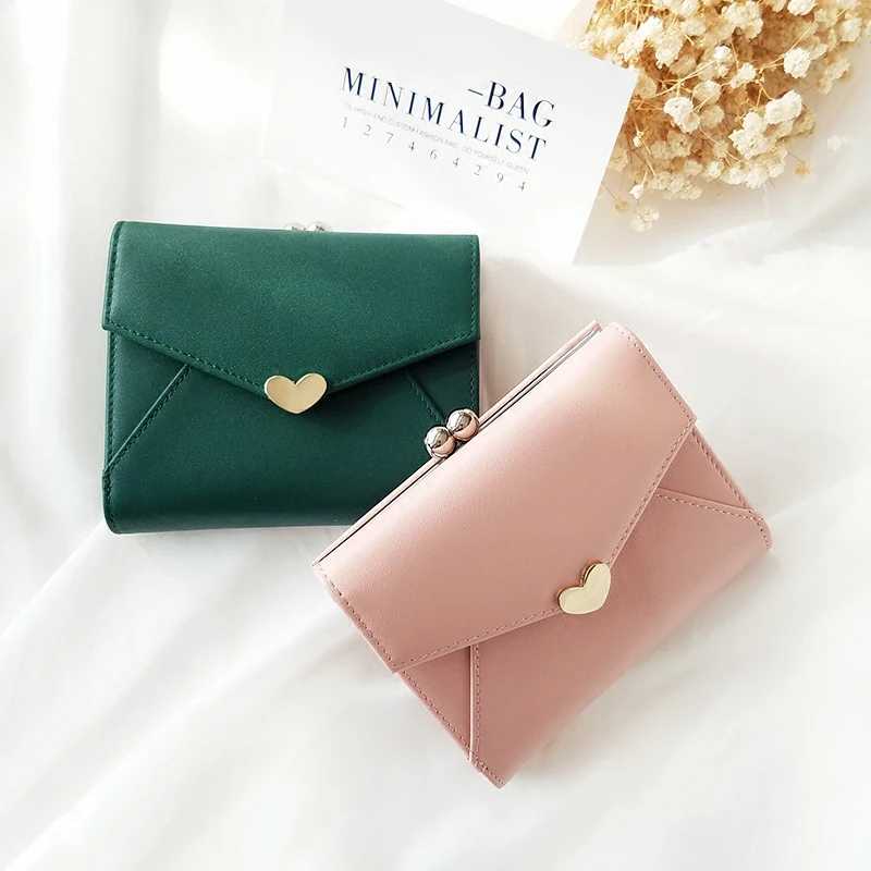 New Small Frame Wallet Girl Sweetheart Metal Hasp Closed Purse Fresh