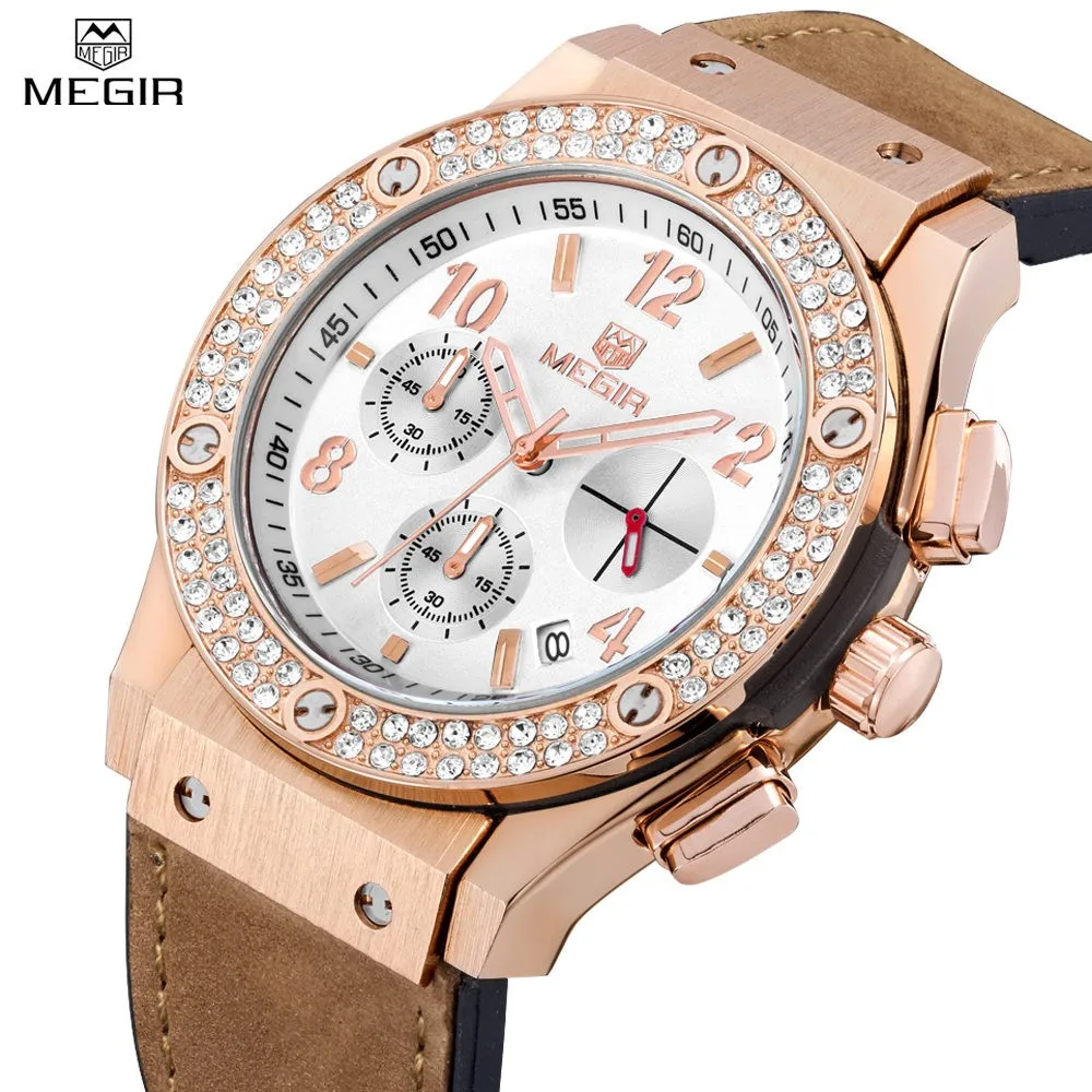Prix pour MEGIR Casual Hommes Montres Top Marque De Luxe Robe Or Rose Diamant Cristal Montre Chronographe Mâle Quartz-montre Relogio Masculino Prix pour MEGIR Casual Hommes Montres Top Marque De Luxe Robe Or Rose Diamant Cristal Montre Chronographe Mâle Quartz-montre Relogio Masculino