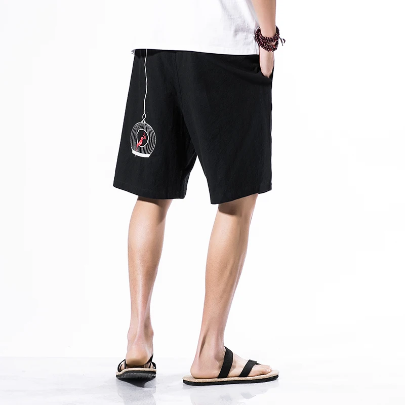 Лето китайский стиль Для мужчин свободные льняные шорты по колено короткие брюки мужские бермуды Повседневное шорты высокого качества чистый