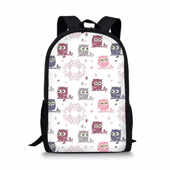 

THIKIN Cute Bird Owl Animal Printing Backpack For Kids Polyester Student School Bags Shoulder Travel Casual Bags Women Daily Bag