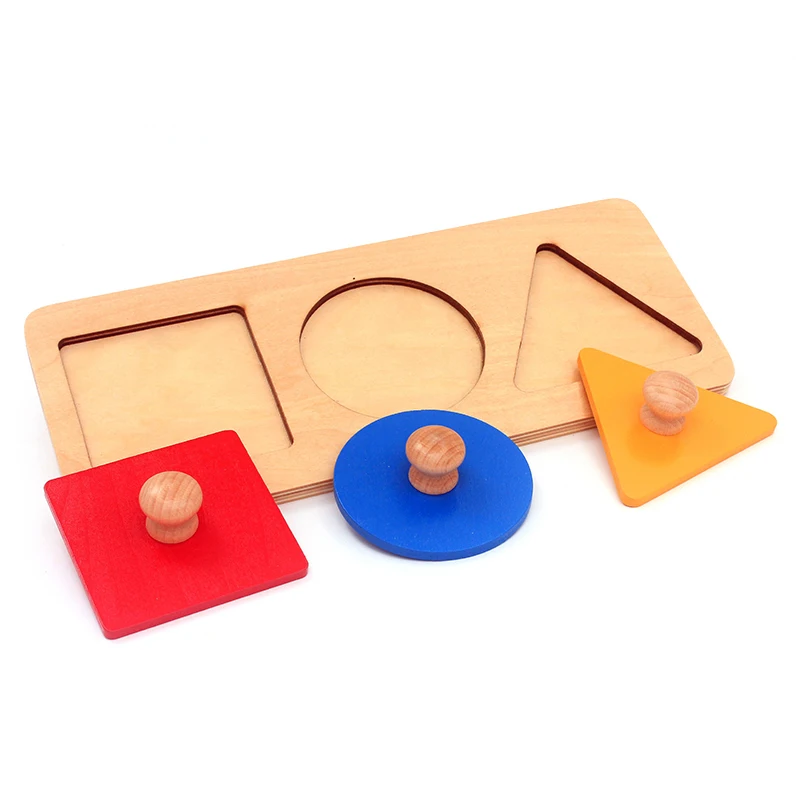 Dental do Bebê Brinquedos de Madeira Casa Materiais Montessori Matemática Forma Geometria Inserções 3 Conjuntos Vermelho Azul Amarelo Triângulo Quadrado Botões 3 conjuntos vermelho azul amarelo triângulo quadrado botões