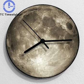 

Moon Wall Clock Living Room Kitchen Home Decorations Creativity Abstract Modern Industrial Style Design Large Saat Silent Clocks