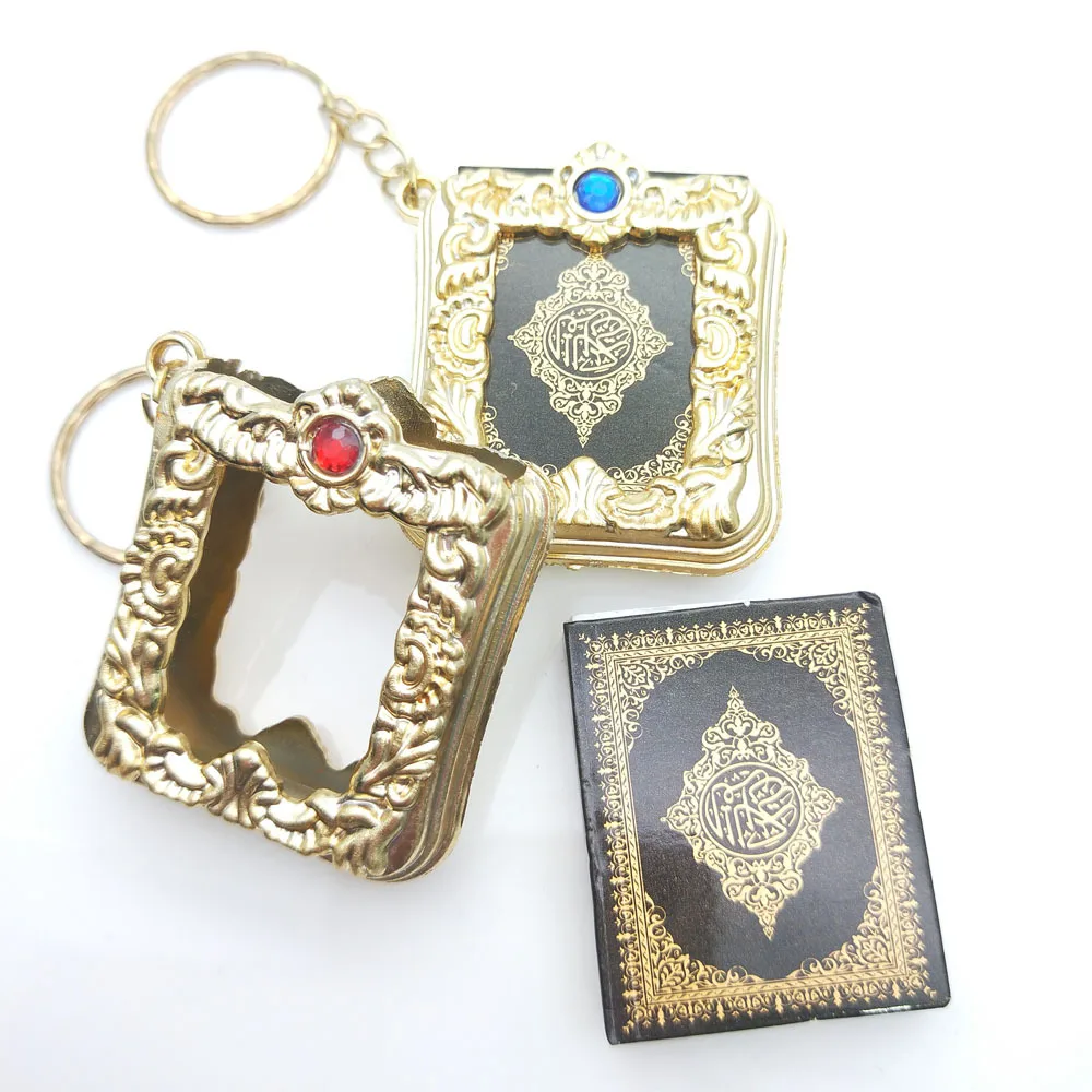 

1 PC New Muslim Key chain Resin Islamic Mini Ark Quran Book Real Paper Can Read Pendant Key Ring Key Chain Religious Jewelry