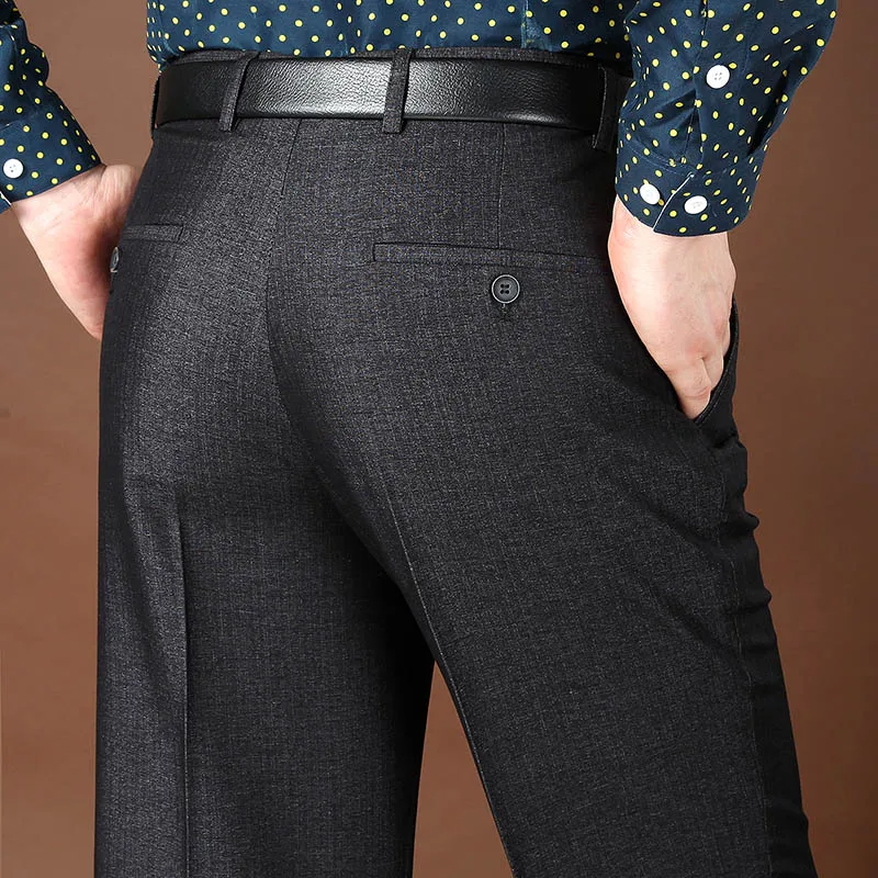 29-44 классические деловые брюки для мужчин весна осень мужской повседневный стрейч длинный однотонный костюм Мешковатые на молнии Прямые офисные брюки для мужчин - Цвет: 881 Gray