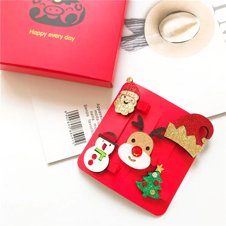 kid Christmas Santa Claus hair accesories hairpin headband gift box baby girl hairclip baby girl hair accessories children cute (2)