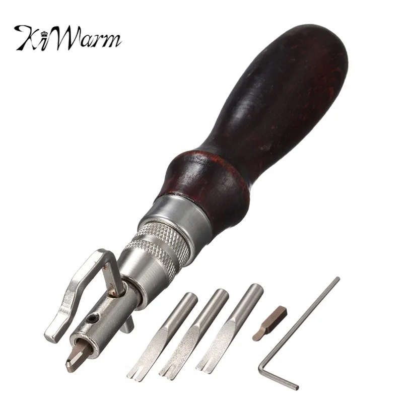 

KiWarm 7Pcs/Set 7 in 1 Adjustable Leather Edge Stitching Groover Leathercraft Groove Gouge DIY Tool Leather Craft Punch Tools