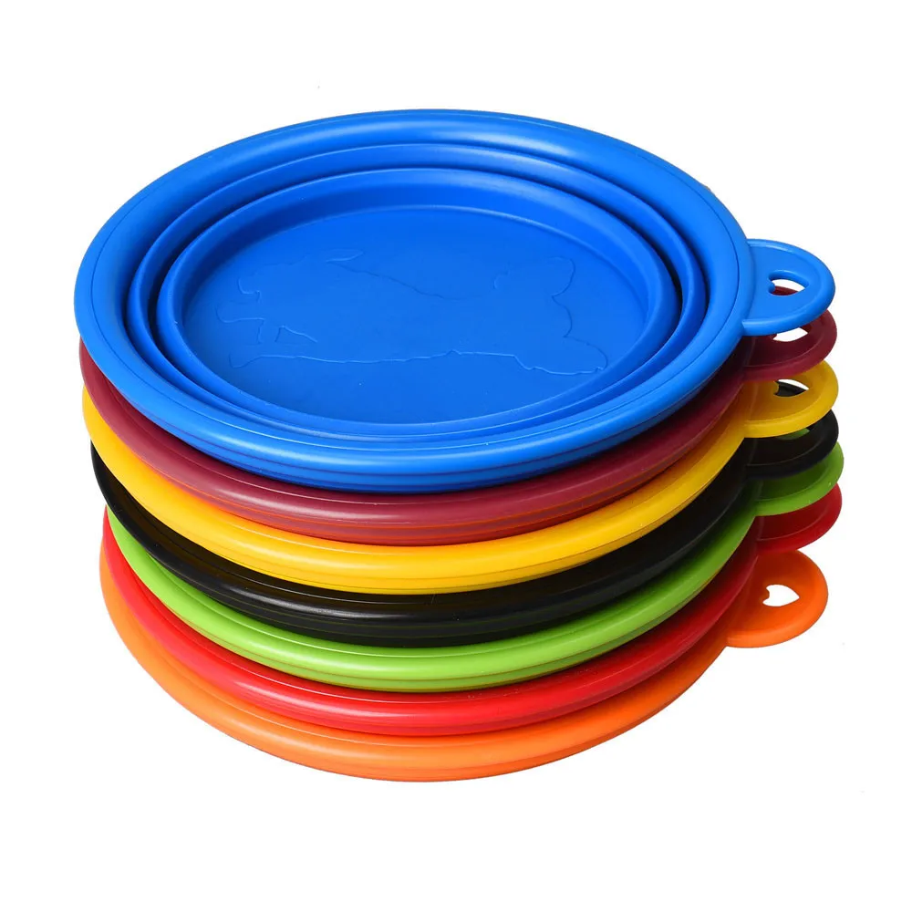 Portable Travel Collapsible Silicone Pets Bowl Food Water Feeding BPA Free Foldable Cup Dish for Dogs Cats L*5