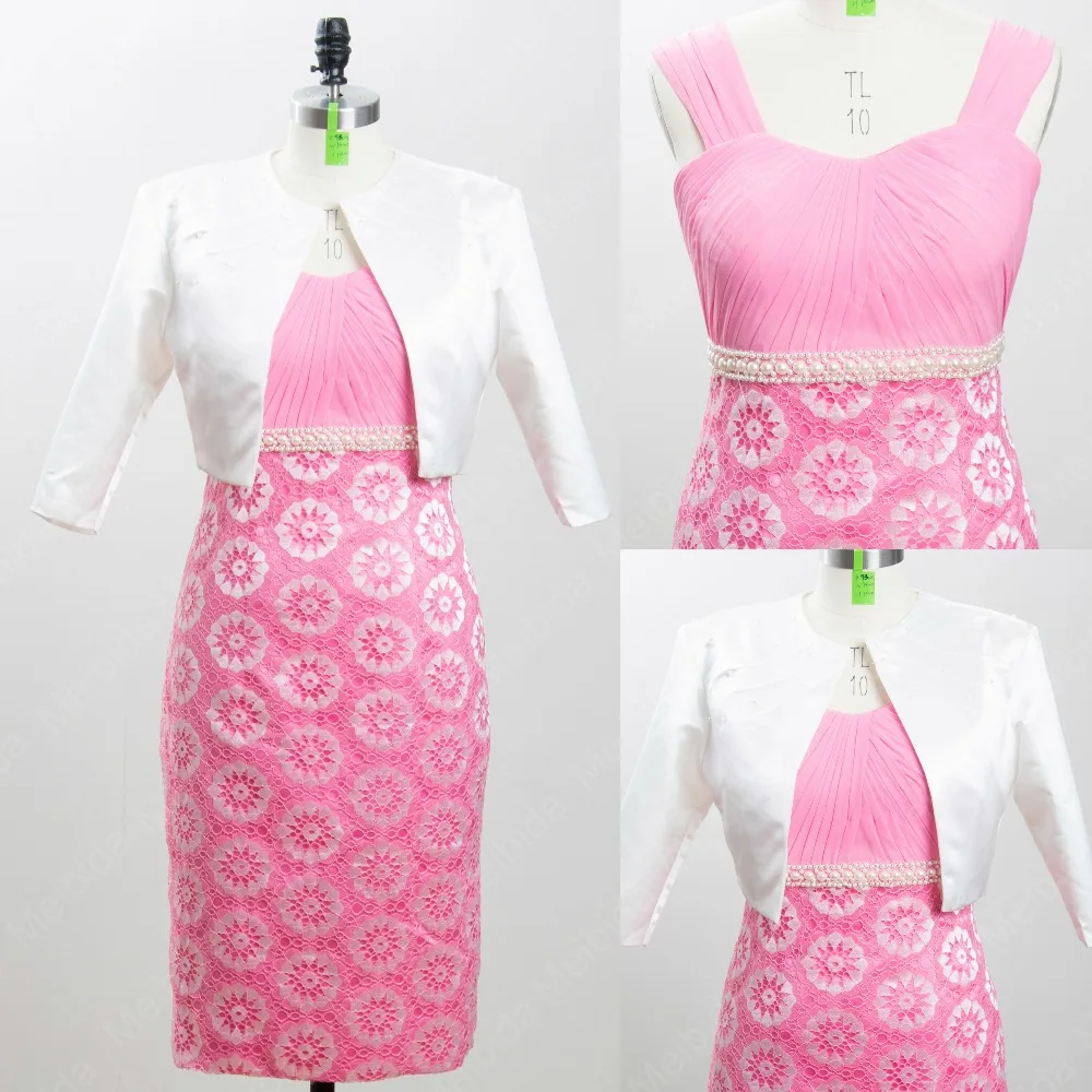 Flower Patterns Mother Of The Bride Dress With Jacket White Pink Flower Patterns Mother Of The Bride Dress With Jacket White Pink Skirt Beautiful Pretty To Party Vestidos Madrinha In