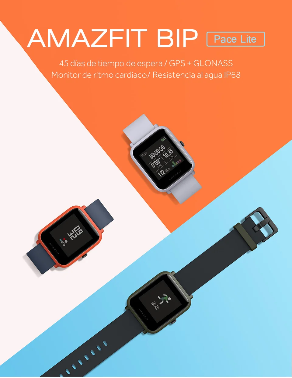 Xiaomi Amazfit Bip Lite de oferta por 36 euros (Cupón Descuento) 3 Xiaomi Amazfit Bip comprar barato al precio minimo de oferta con cupón descuento. Con envío GRATIS Libre de aduanas para España.