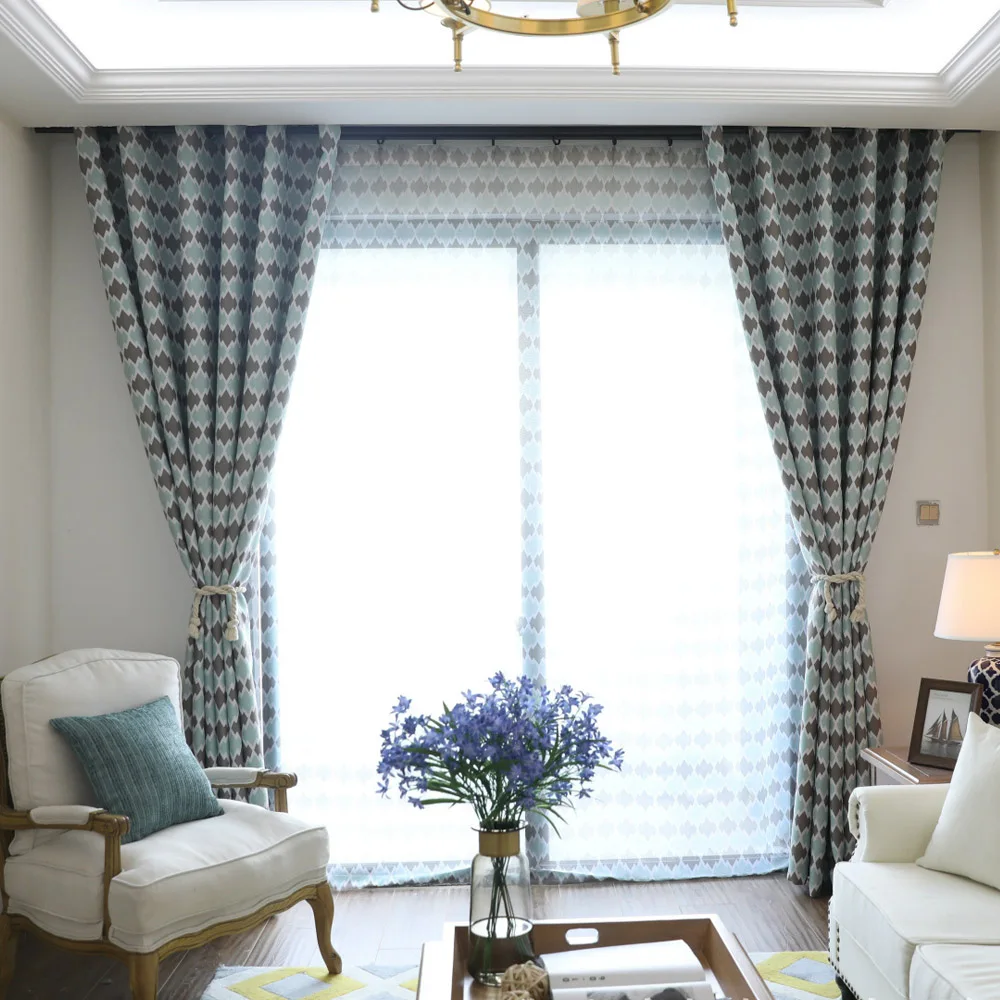 3 Colors Geometric Patterns New Modern Blackout Curtains For