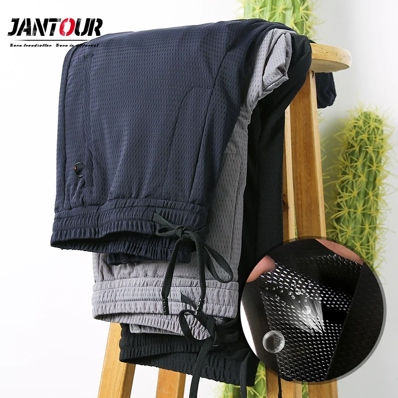 

2019 High Quality thin New Mesh fabric Pants Men Spring summer Classic Fashion Brand Slim Fit Casual Male jogging Trousers Mens