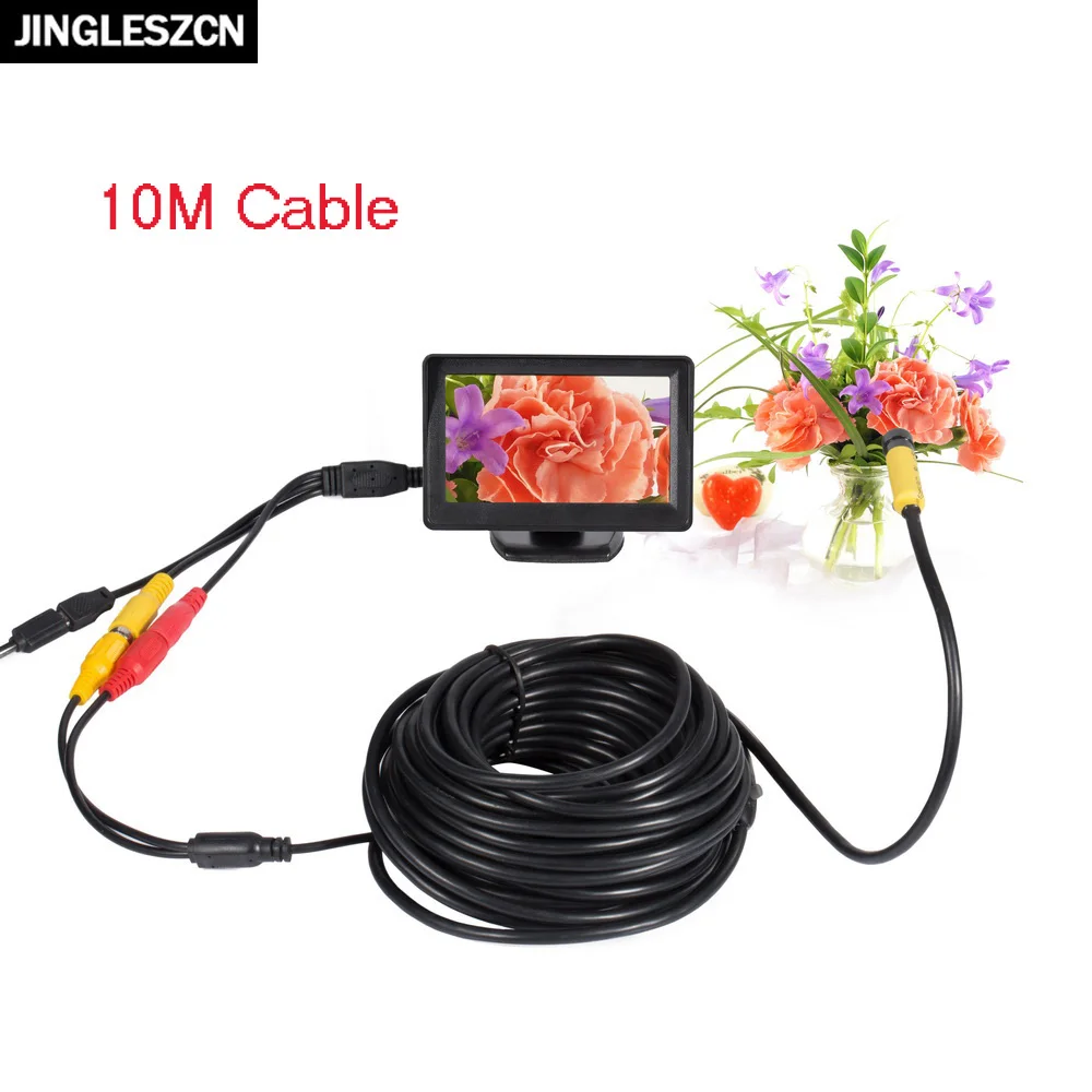 

JINGLESZCN AV Endoscope 5V 10mm Dia 1m 5m 10m 15m 20m Borescope Inspection Camera 6 LED with 4.3" TFT LCD Color Monitor Display