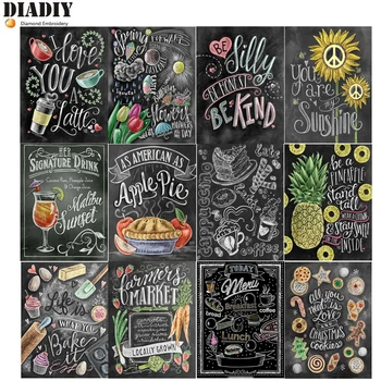 

Full Round Drill 5D DIY Diamond Painting Black Background Letters 3D Embroidery Cross Stitch Mosaic Rhinestone Decor