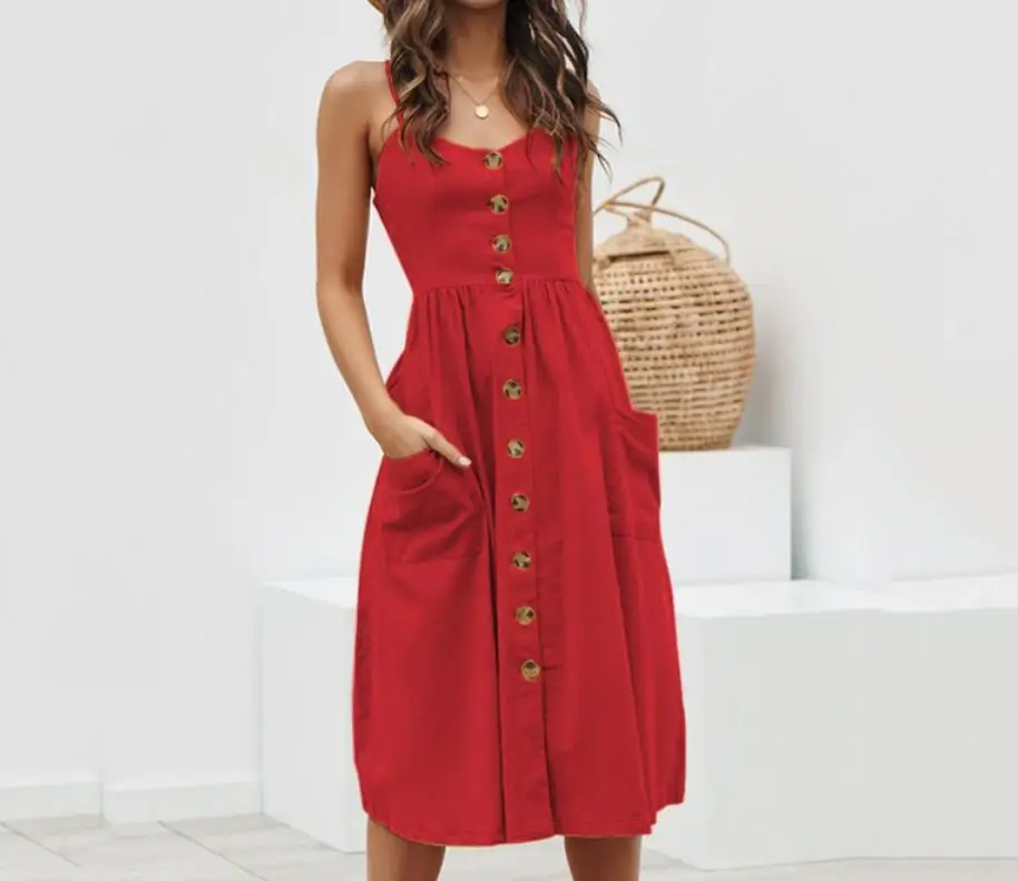 

Elegant button women dress Pocket polka dots yellow cotton midi dress Summer casual female plus size lady beach vestidos 3XL