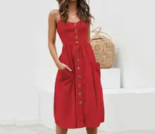 Elegant button women dress Pocket polka dots yellow cotton midi dress Summer casual female plus size lady beach vestidos 3XL Elegant button women dress Pocket polka dots yellow cotton midi dress Summer casual female plus size lady beach vestidos 3XL