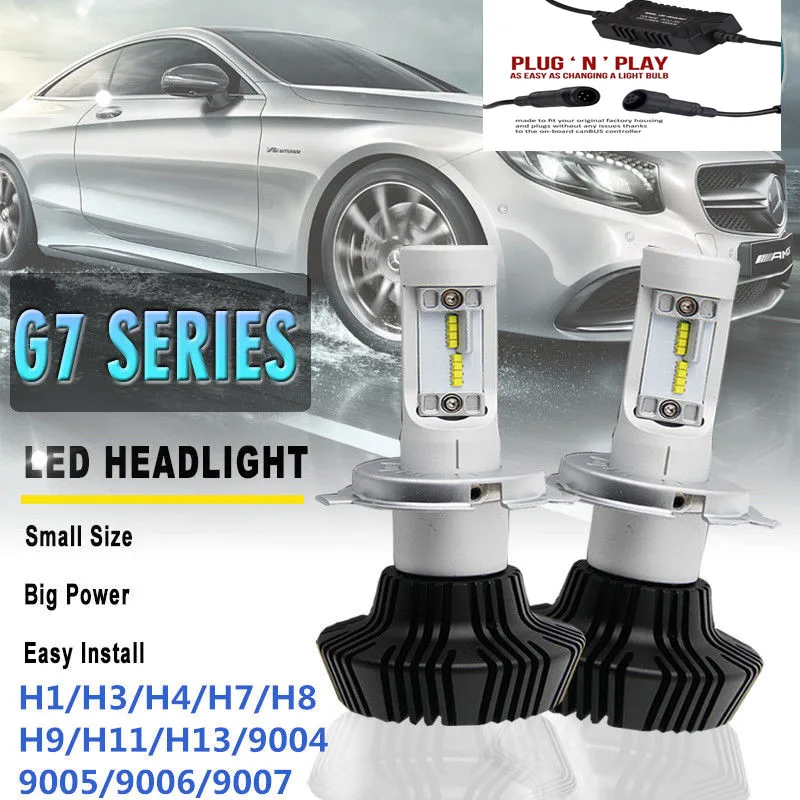 Одна пара G7 160W 9005 HB3 9006 9012 H11 H4 H7 Led H1 Автомобильные фары 6000K 8000K автомобильная лампа