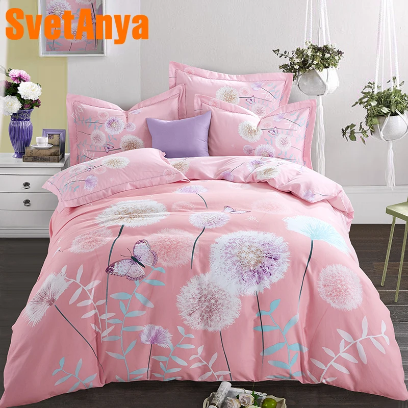 

Svetanya Sanded Cotton Bedding Kit Dandelion Print Sheet Pillowcases Duvet Cover Set Queen Double King Size Bedding