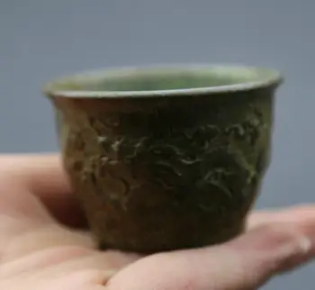 

2.2" Collect Chinese Bronze Lovable Zodiac Animal Dragon Wealth Goblet Cann Cup