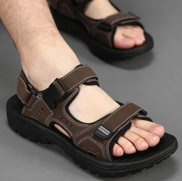 IAXYUE The new leather sandals Brand men sandals in summer 2019 jumbo dad  antiskid breathable leisure men's Plus Size 45.46, 47 - AliExpress Shoes