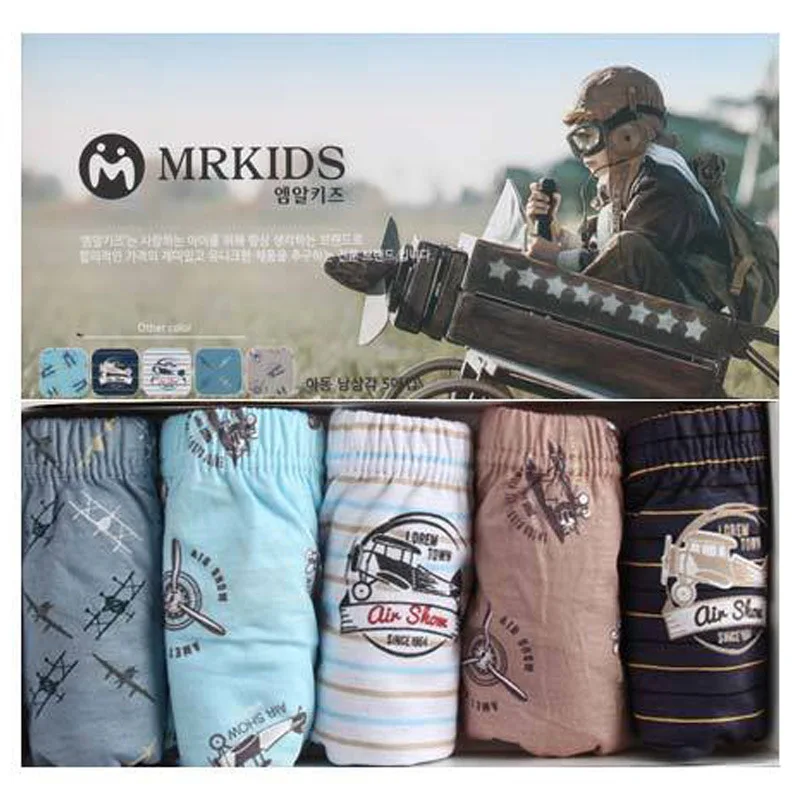 

5 pcs/lot Airplane Kids Boys Underwear Cartoon Children's Shorts Panties for Baby Boy Boxers Solid Teenager Underpants 3-13T