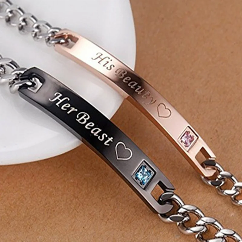 

1pc Her King His Queen Couple Bracelets Stainless Steel Crytal Crown Charm Bracelets for Women Men Xmas Gifts for Couples