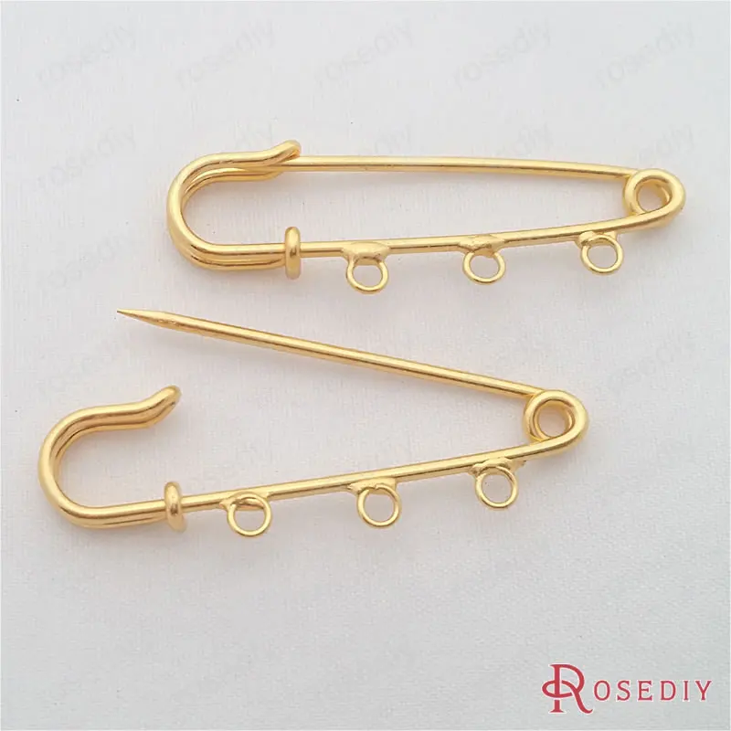

(29483)10PCS 50*13MM Gold Color Plated Iron big Brooch Pins with 3 hanging holes Diy Jewelry Findings Accessories wholesale