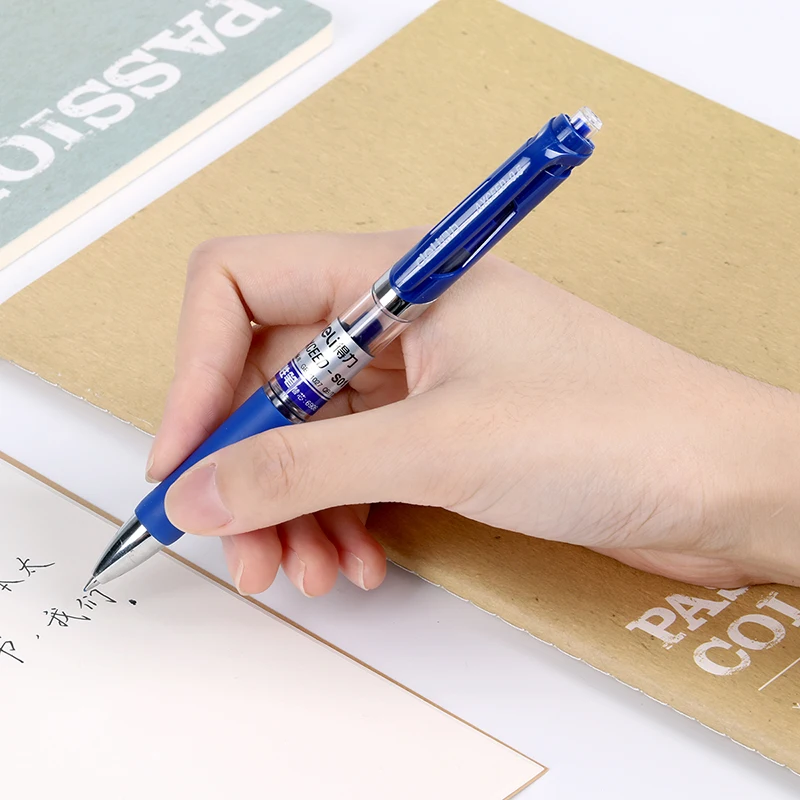 12 шт. 0,5 мм пресс-тип гелевая чернильная ручка офисная, деловая печать для встречи черный синий красный тест для экзамена старшеклассников Deli S01