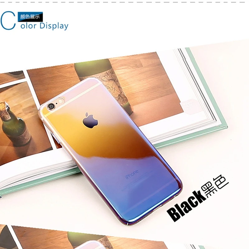 Для iphone 7 plus case градиент аврора прозрачный роскошные чехлы для 6 6s тонкий назад