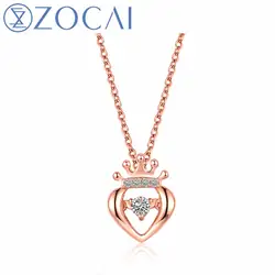 ZOCAI Новый Дизайн Diamond Цепочки и ожерелья реальные удостоверения 0,07 КТ АЛМАЗ 18 К золото (AU750) подвеска с 925 Серебряная цепочка Цепочки и