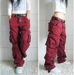 Хаки штаны-карго женские танцевальные брюки в стиле хип-хоп женские хип-хоп брюки комбинезоны мульти-карманные брюки женские