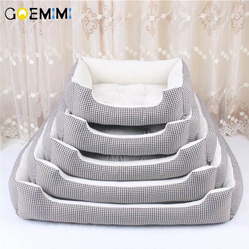 2019 Dog Beds For Large Dogs Berber Fleece Warm Kennel Plush Beds S XXL Plaid Mat