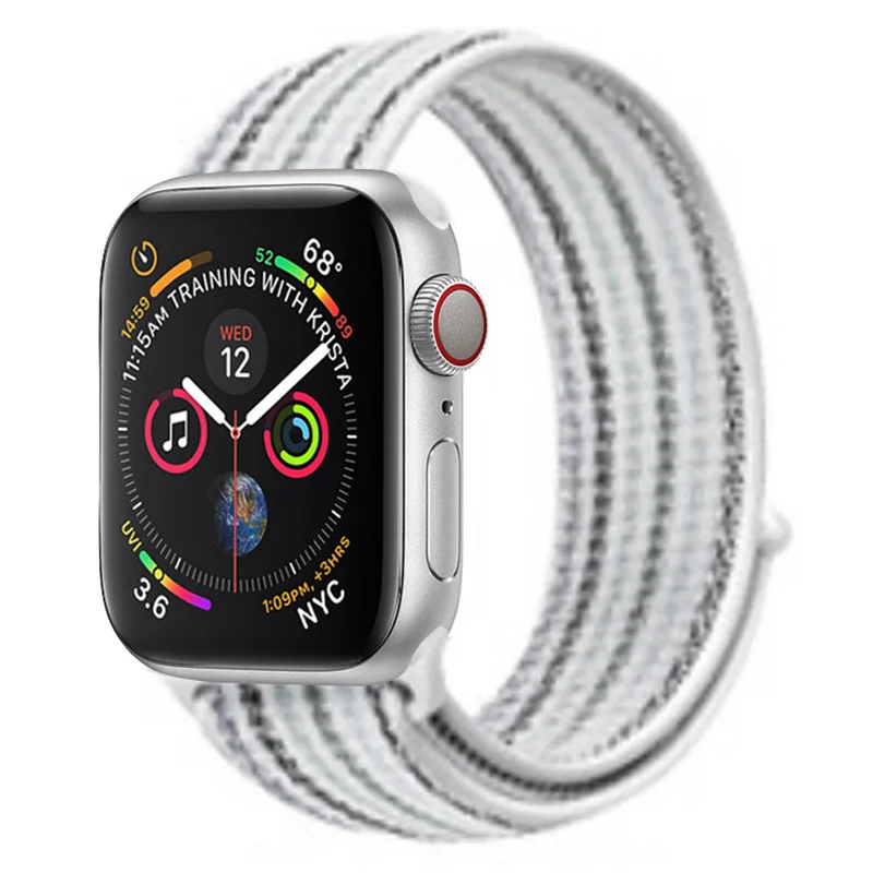 Ремешок для Apple Watch band Apple Watch 5 44мм 40мм iwatch 4 3 2 ремешок 42мм 38мм Спортивная петля Радуга Нейлоновая петля браслет ремешок для часов - Цвет ремешка: 13 white streak