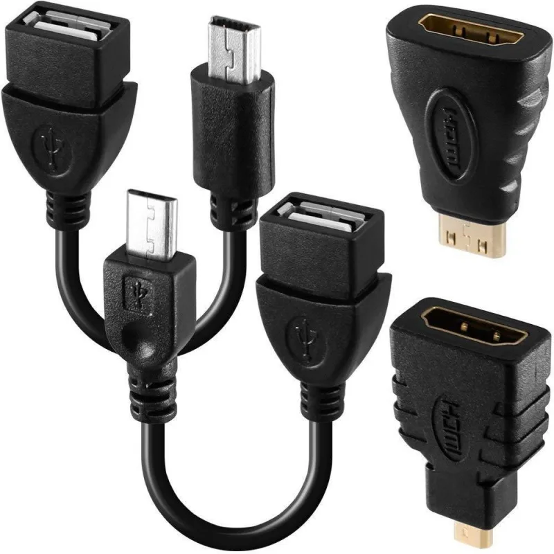 4 шт. HDMI Женский к Micro/Mini адаптер + USB OTG конвертер для ПК планшета проектор камера U